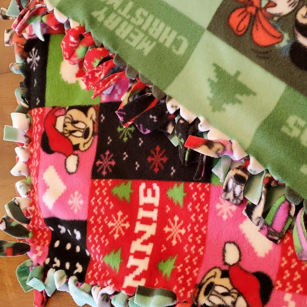 Homemade Disney themed double fleece tied blanket